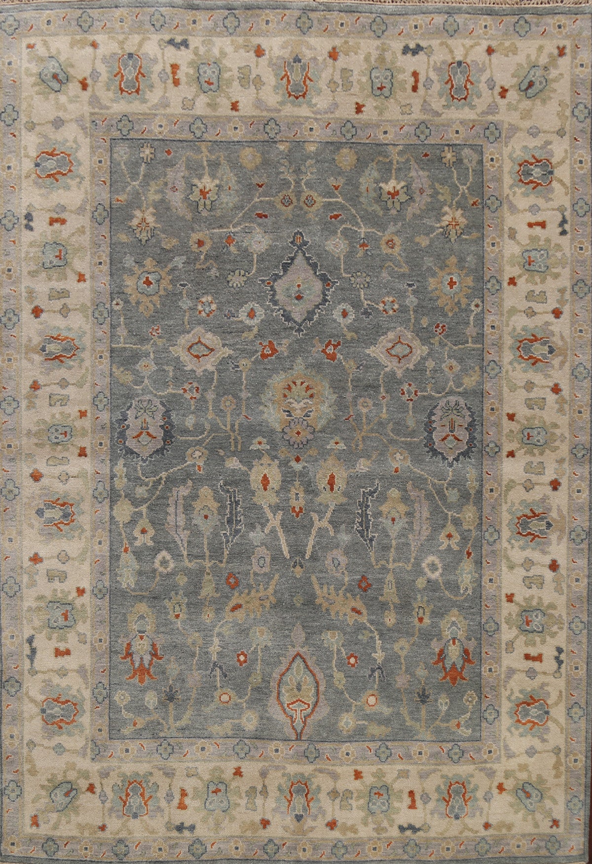 Hand-Knotted Floral Oushak Oriental Wool Rug 8x10