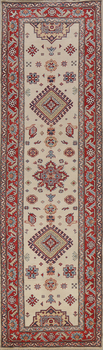 Geometric Kazak Oriental Runner Rug 3x10