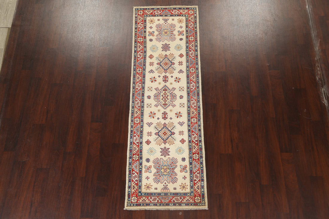 Geometric Kazak Oriental Runner Rug 3x8