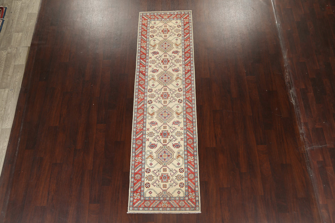 Geometric Kazak Oriental Runner Rug 3x10