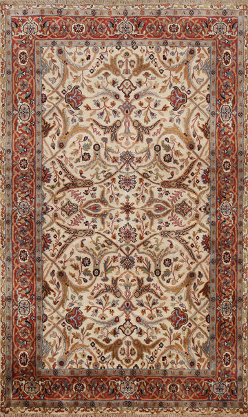 Vegetable Dye All-Over Floral Kashan Oriental Area Rug 4x6