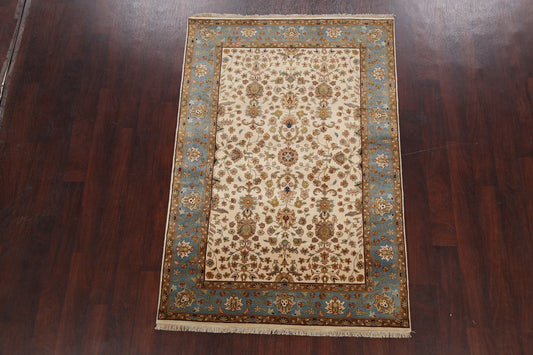 100% Vegetable Dye Floral Kashan Oriental Area Rug 4x6