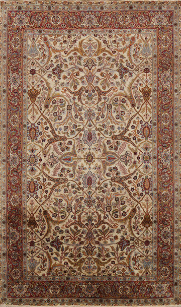 100% Vegetable Dye Floral Kashan Oriental Area Rug 6x9