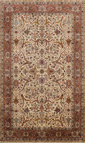 100% Vegetable Dye Floral Kashan Oriental Area Rug 6x9