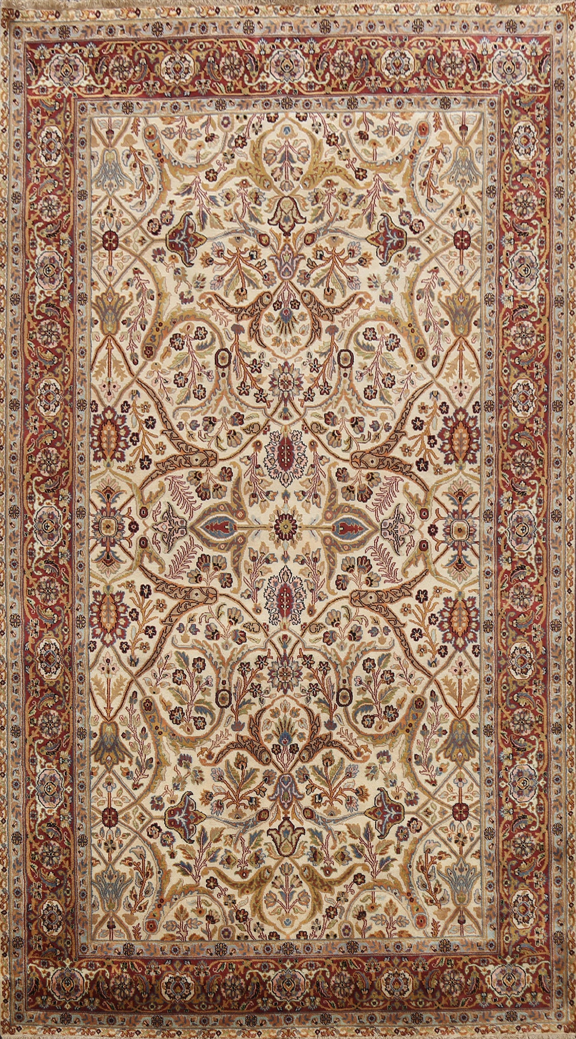 100% Vegetable Dye Floral Kashan Oriental Area Rug 6x9