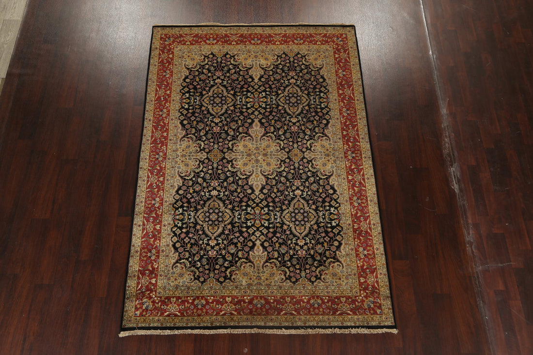 100% Vegetable Dye Floral Kashan Oriental Area Rug 6x9