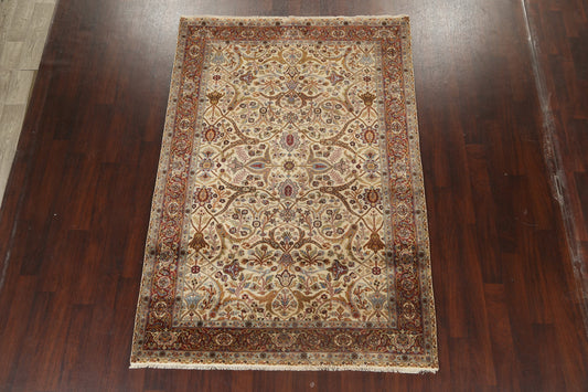 100% Vegetable Dye Floral Kashan Oriental Area Rug 6x9