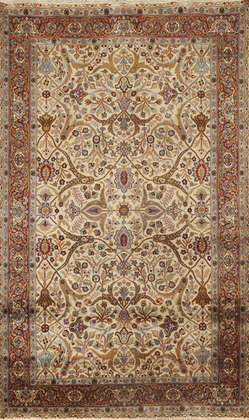 100% Vegetable Dye Floral Kashan Oriental Area Rug 6x9