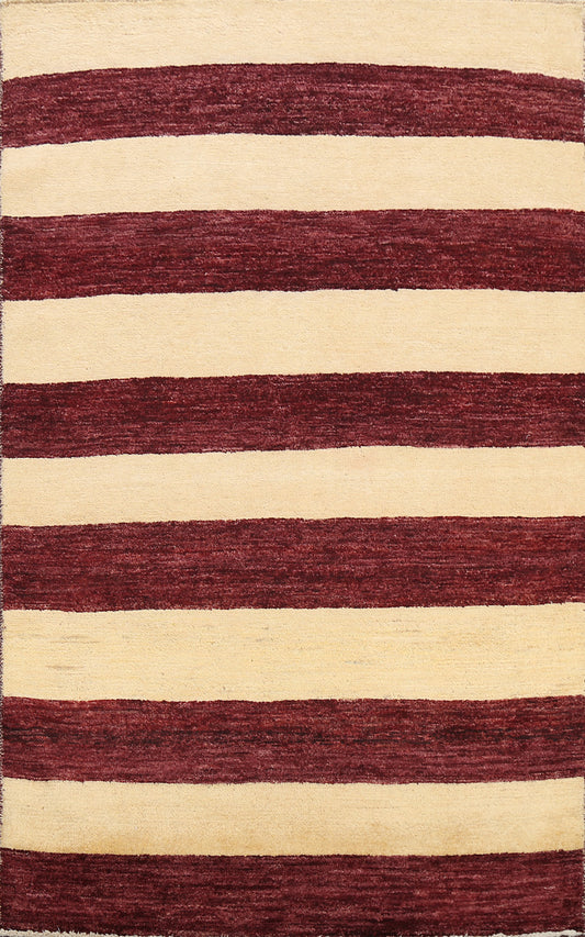 Striped Gabbeh Kashkoli Oriental Area Rug 4x6