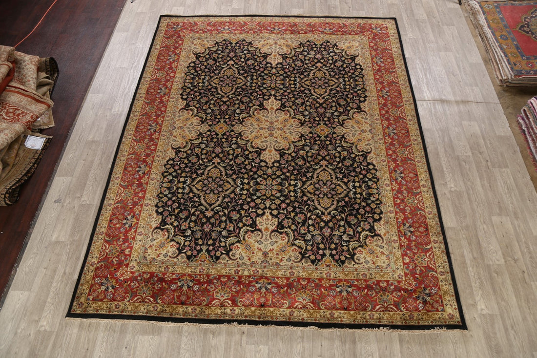 100% Vegetable Dye Floral Kashan Oriental Area Rug 9x11