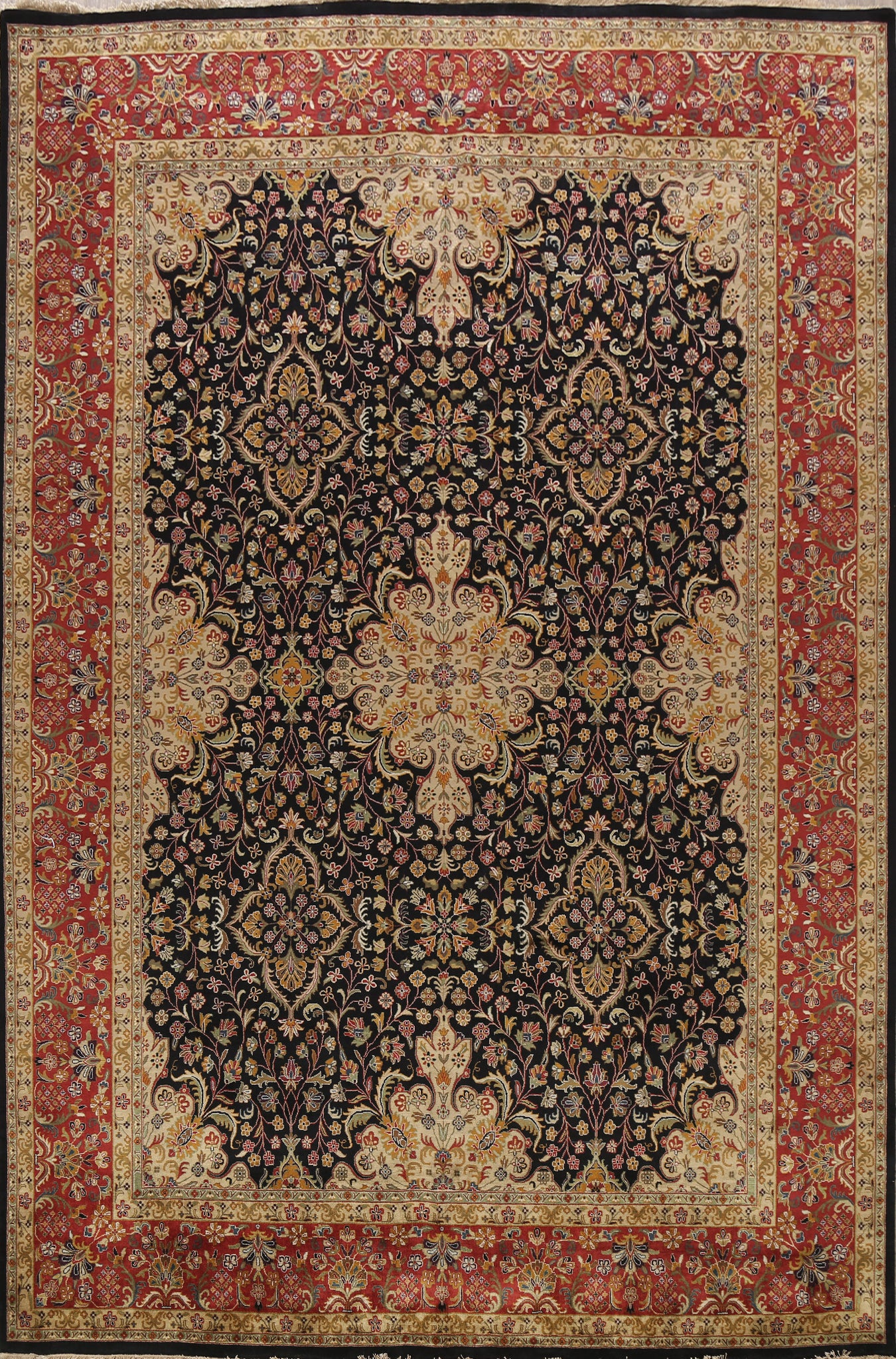 100% Vegetable Dye Floral Kashan Oriental Area Rug 9x11