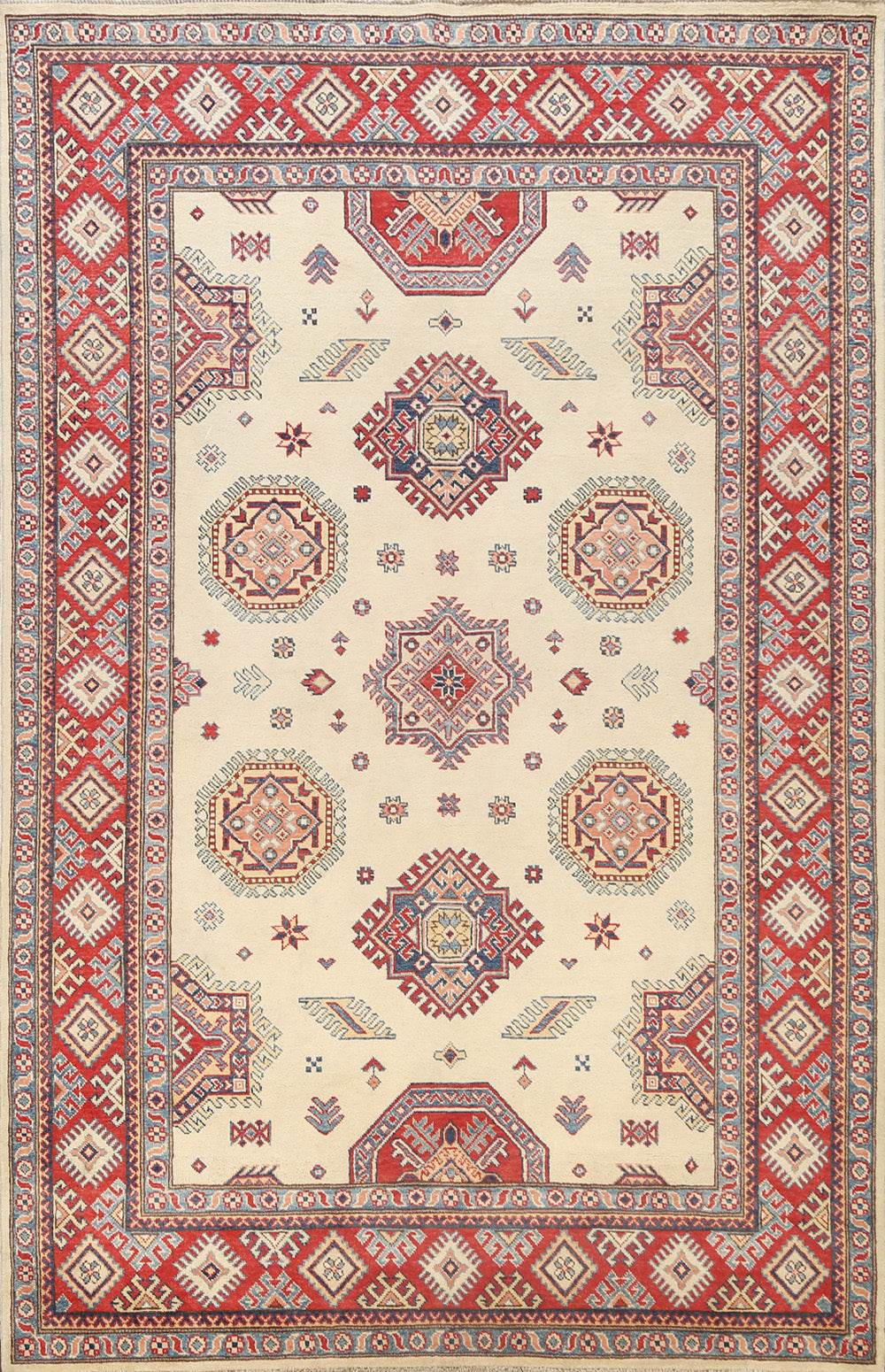 100% Vegetable Dye Super Kazak Oriental Area Rug 6x9