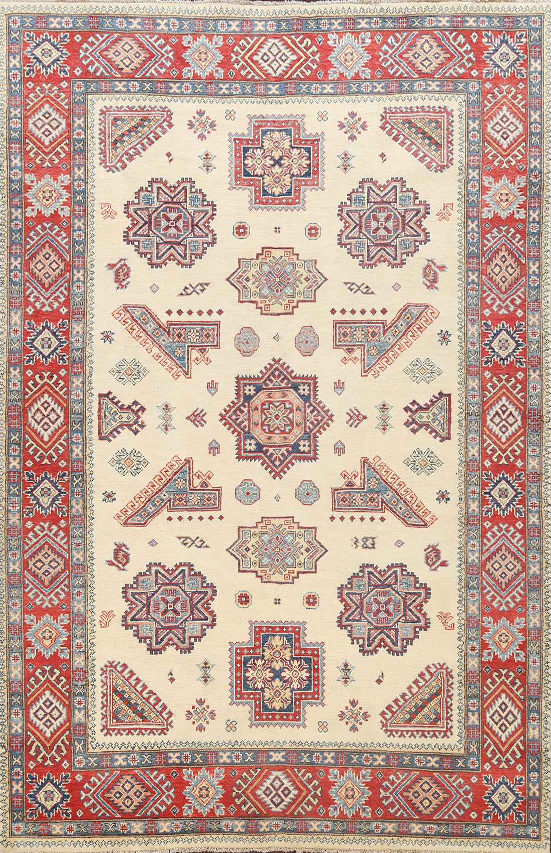100% Vegetable Dye Super Kazak Oriental Area Rug 6x9