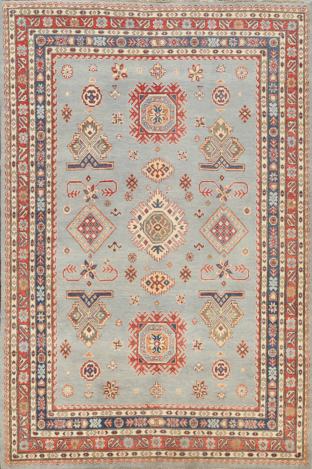 100% Vegetable Dye Super Kazak Oriental Area Rug 6x9