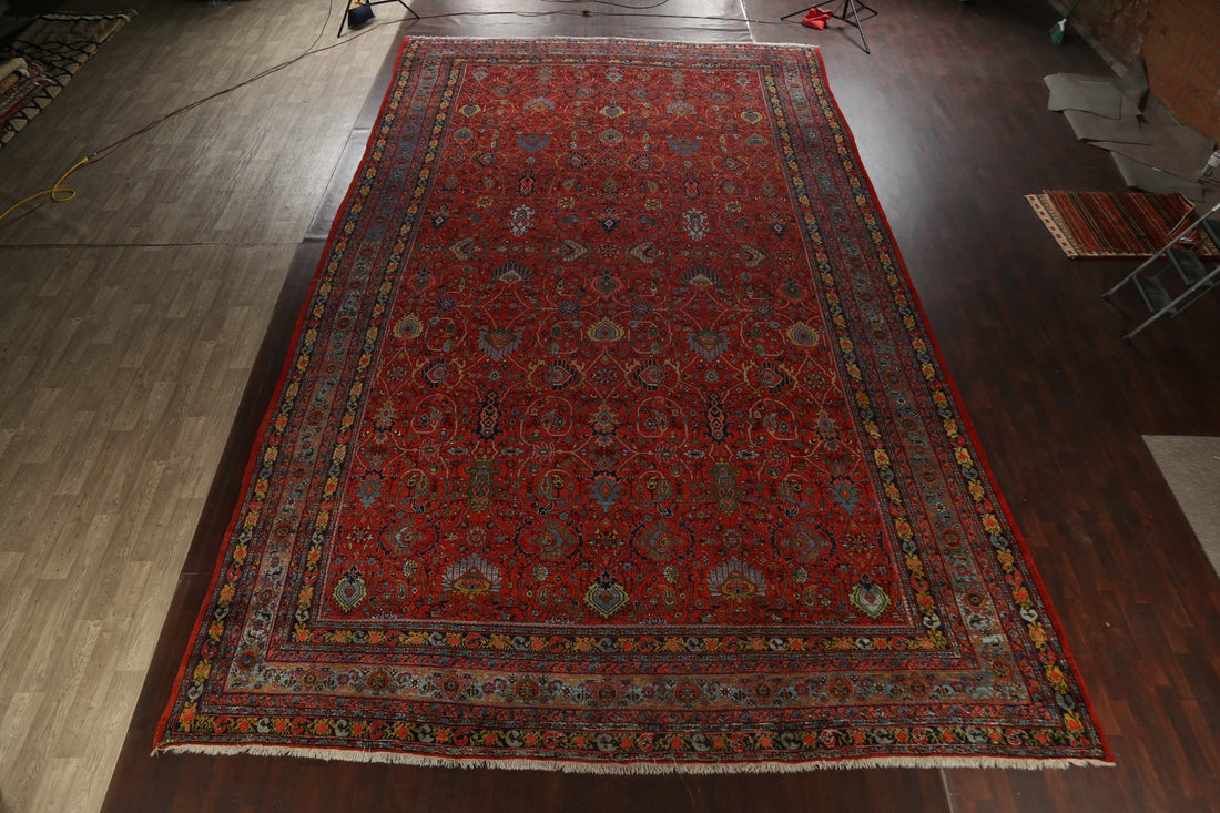 Antique 100% Vegetable Dye Bidjar Halvaei Persian Area Rug 14x24