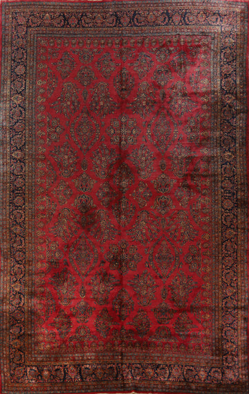 Antique Vegetable Dye Kashan Persian Large Rug 12x20