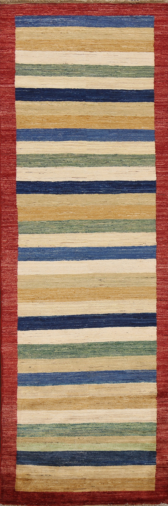 Stripe Contemporary Gabbeh Kashkoli Oriental Runner Rug 3x8