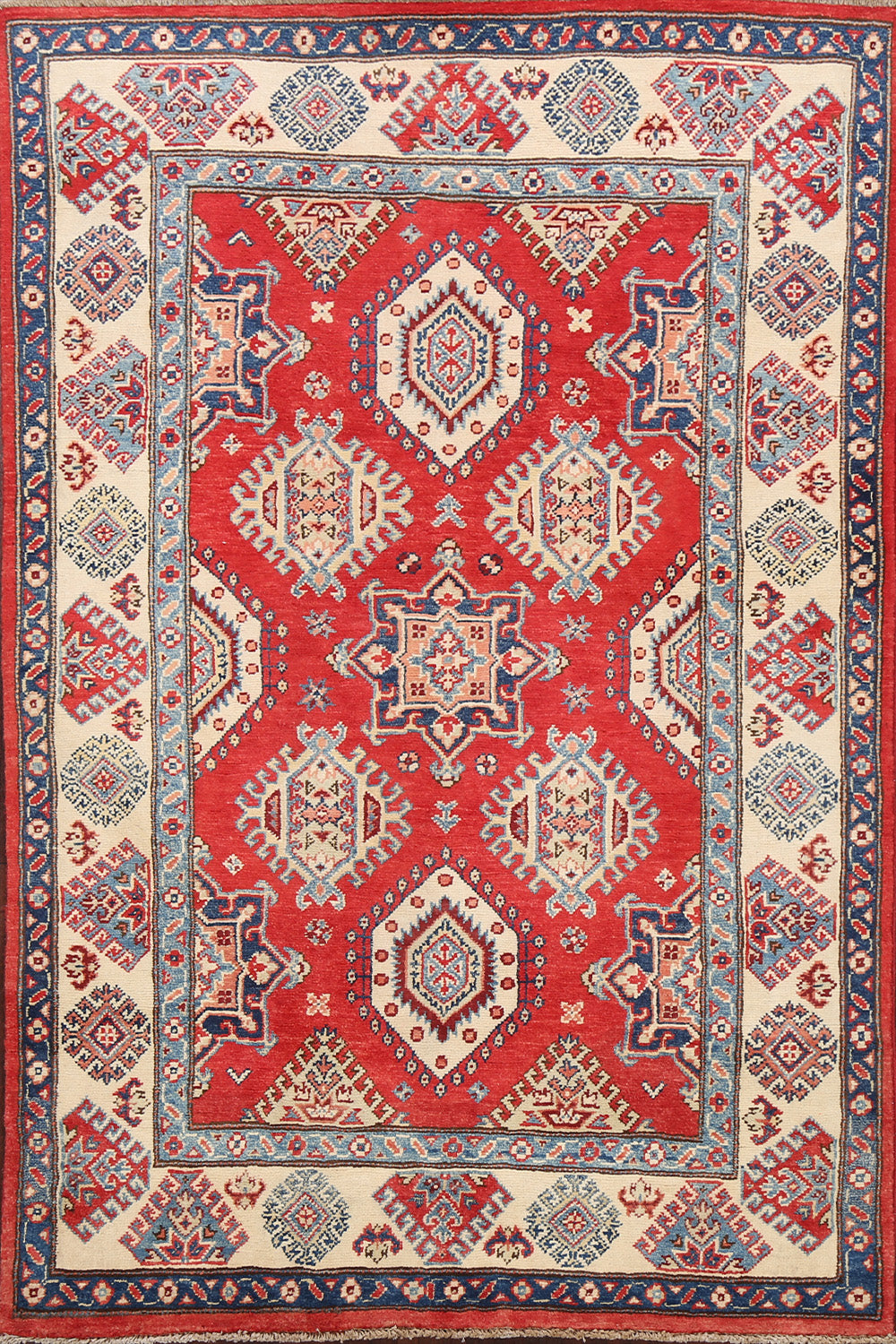 100% Vegetable Dye Super Kazak Oriental Area Rug 4x6
