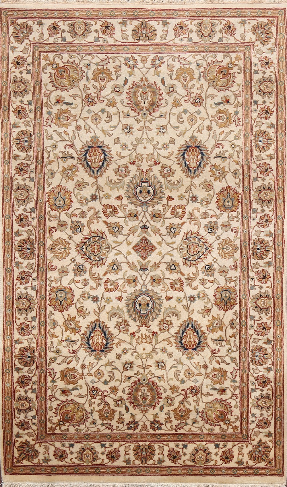 100% Vegetable Dye Floral Fine Agra Oriental Area Rug 3x5