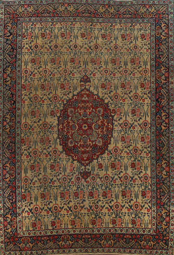 Pre-1900 Antique Vegetable Dye Tabriz Persian Area Rug 9x13