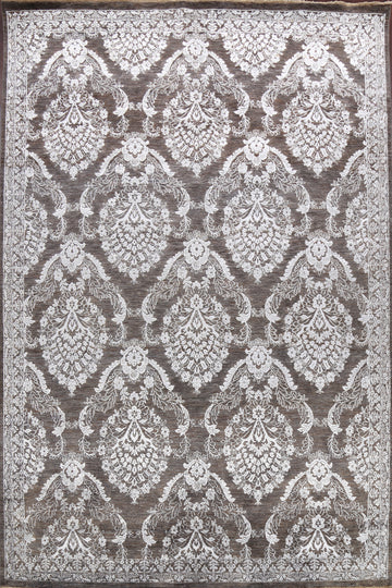 Silver Gray Floral Area Rug 9x12