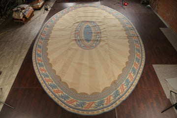 Vegetable Dye Large Oval Savonnerie Oriental Area Rug 19x28