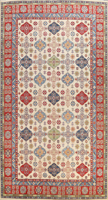 Vegetable Dye Geometric Kazak Oriental Area Rug 10x15