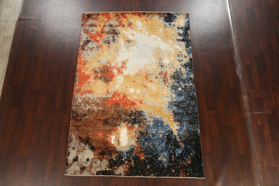 Vegetable Dye Contemporary Abstract Oriental Area Rug 6x9