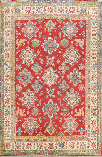 Vegetable Dye Geometric Kazak Oriental Area Rug 9x12