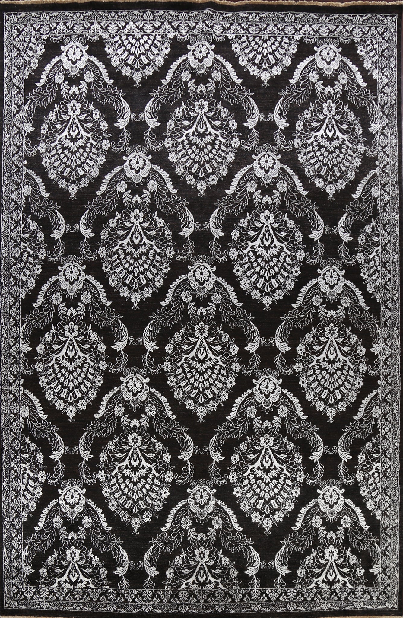100% Vegetable Dye Floral Versace Oriental Area Rug 9x12