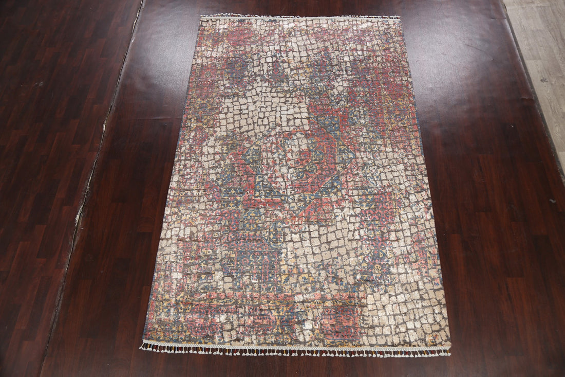 100% Vegetable Dye Abstract Modern Oriental Area Rug 7x10