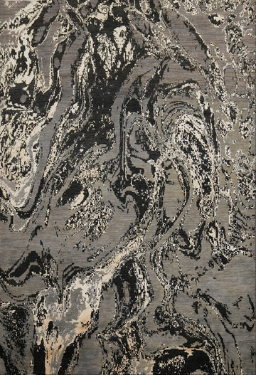 Vegetable Dye Contemporary Abstract Area Rug 9x12
