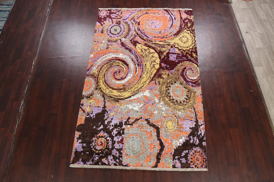 Vegetable Dye Contemporary Abstract Oriental Area Rug 6x10