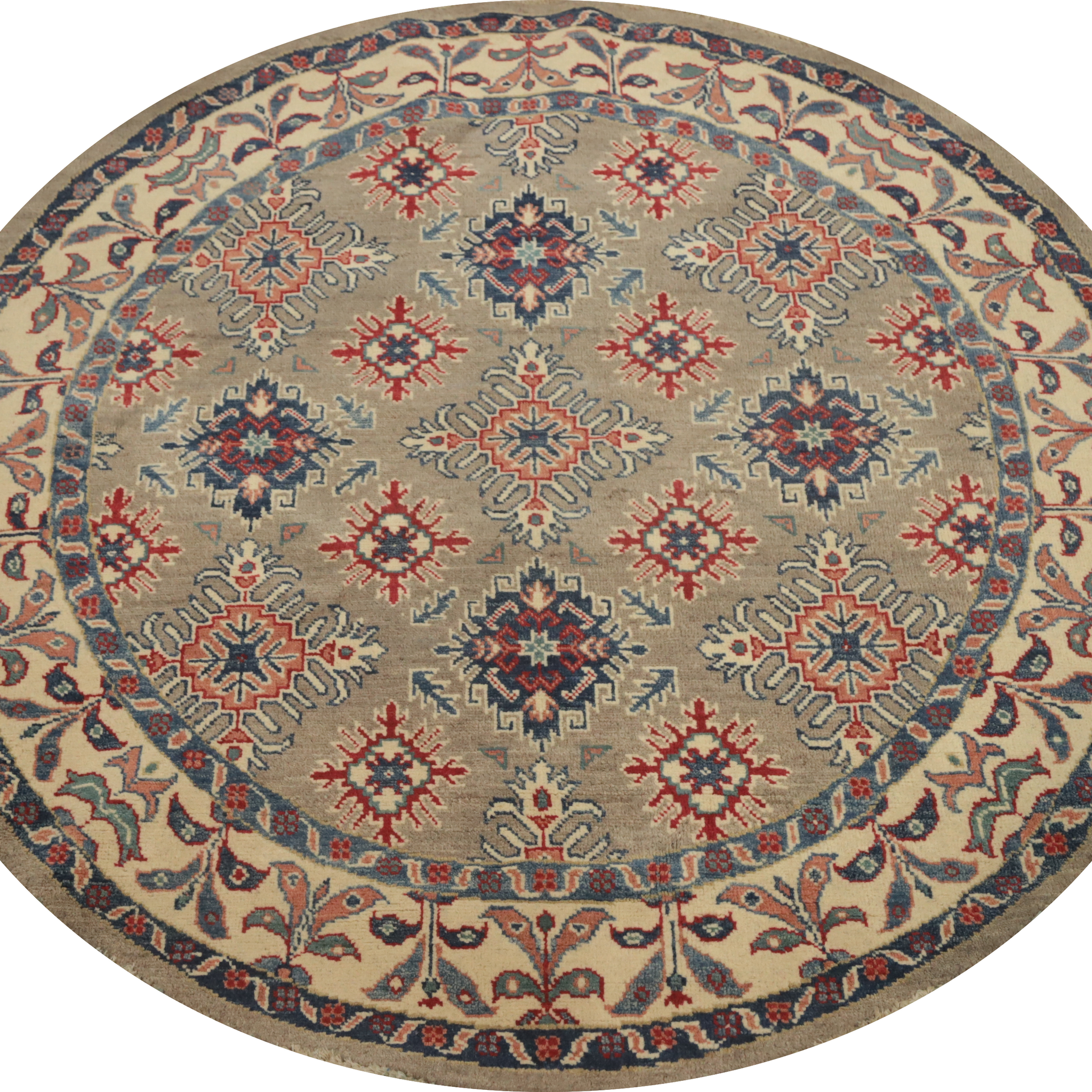 Wool Geometric Kazak Round Rug 5x5