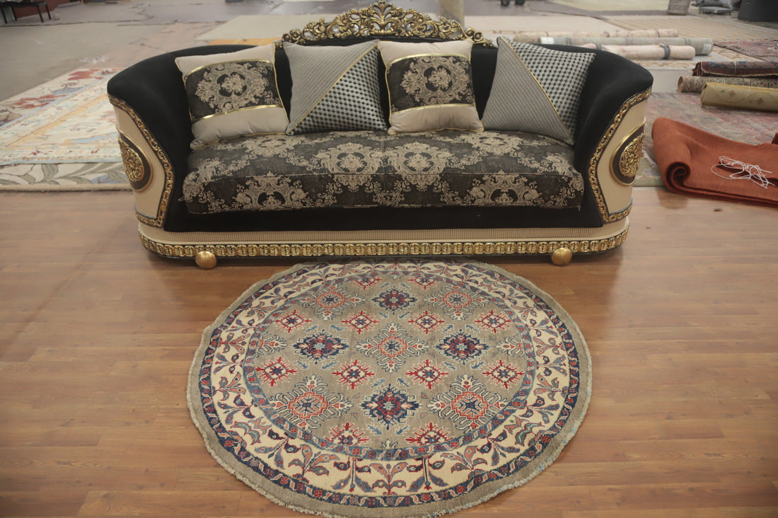 Wool Geometric Kazak Round Rug 5x5