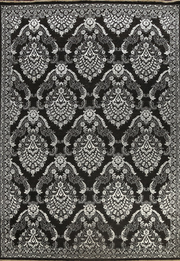 Vegetable Dye Black/ Silver Versace Oriental Area Rug 9x12