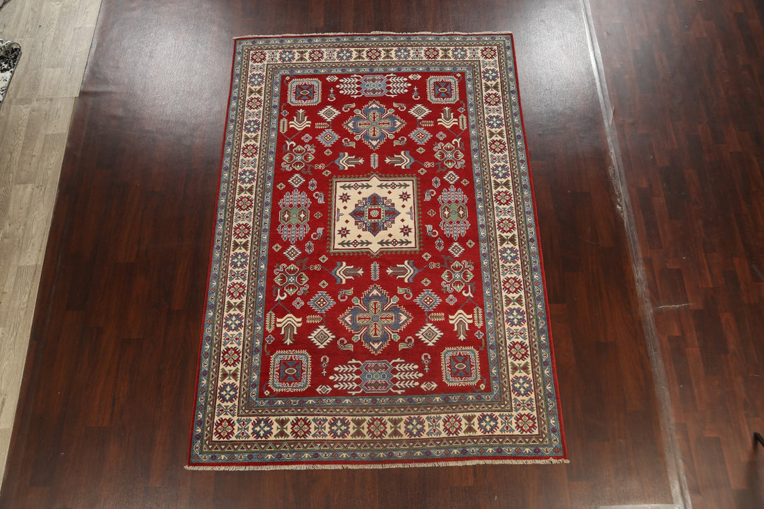 Vegetable Dye Geometric Kazak Oriental Area Rug 7x10