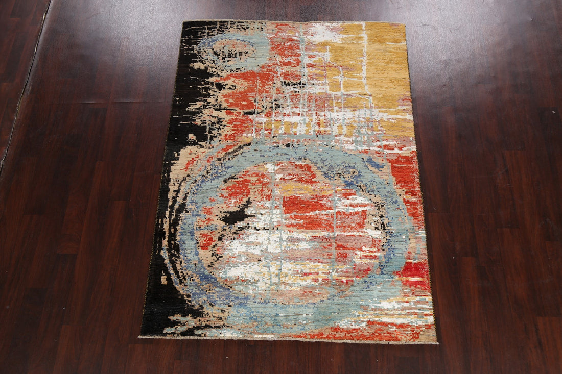 Vegetable Dye Contemporary Abstract Oriental Area Rug 5x7