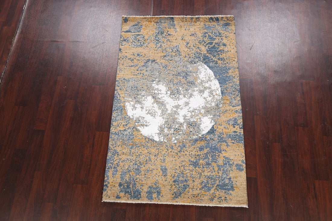 Vegetable Dye Contemporary Abstract Oriental Area Rug 4x7