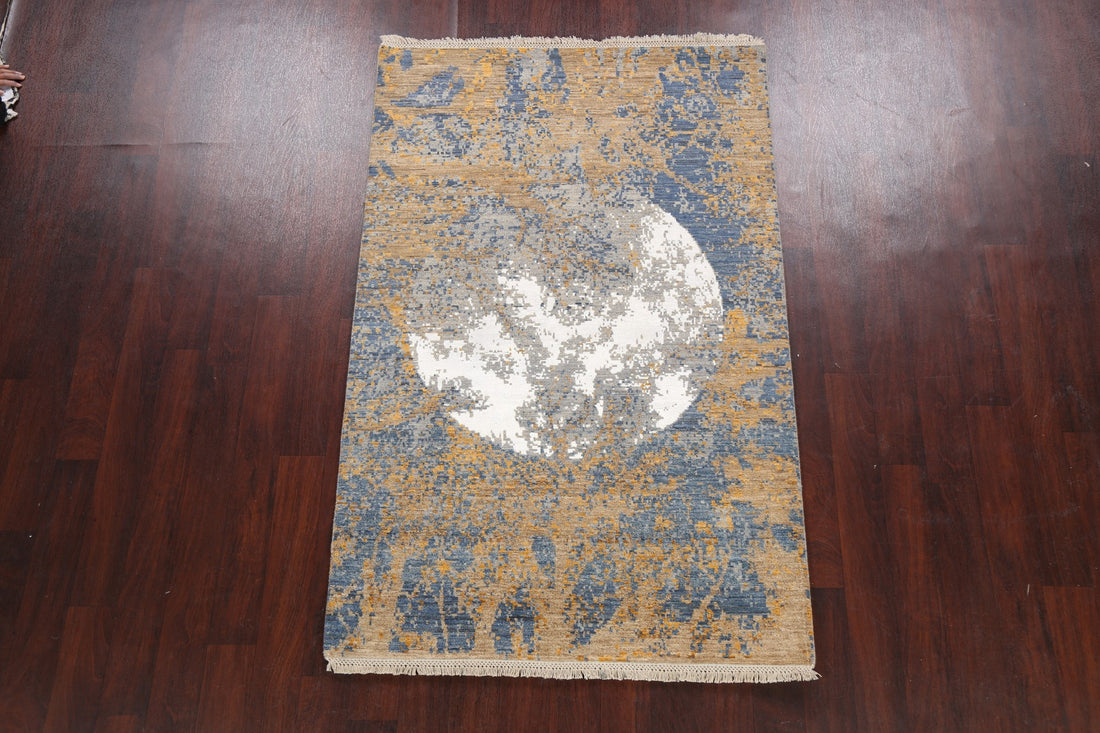 Vegetable Dye Contemporary Abstract Oriental Area Rug 4x6