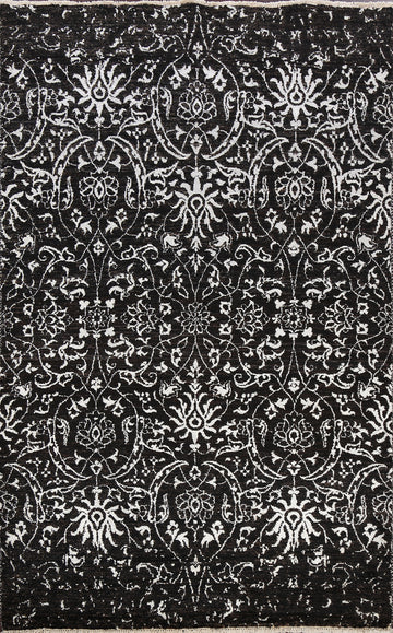 Vegetable Dye Damask Style Abstract Oriental Area Rug 4x6