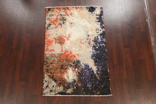 Vegetable Dye Contemporary Abstract Oriental Area Rug 4x6