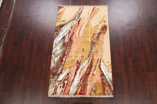 Vegetable Dye Contemporary Abstract Oriental Area Rug 4x7