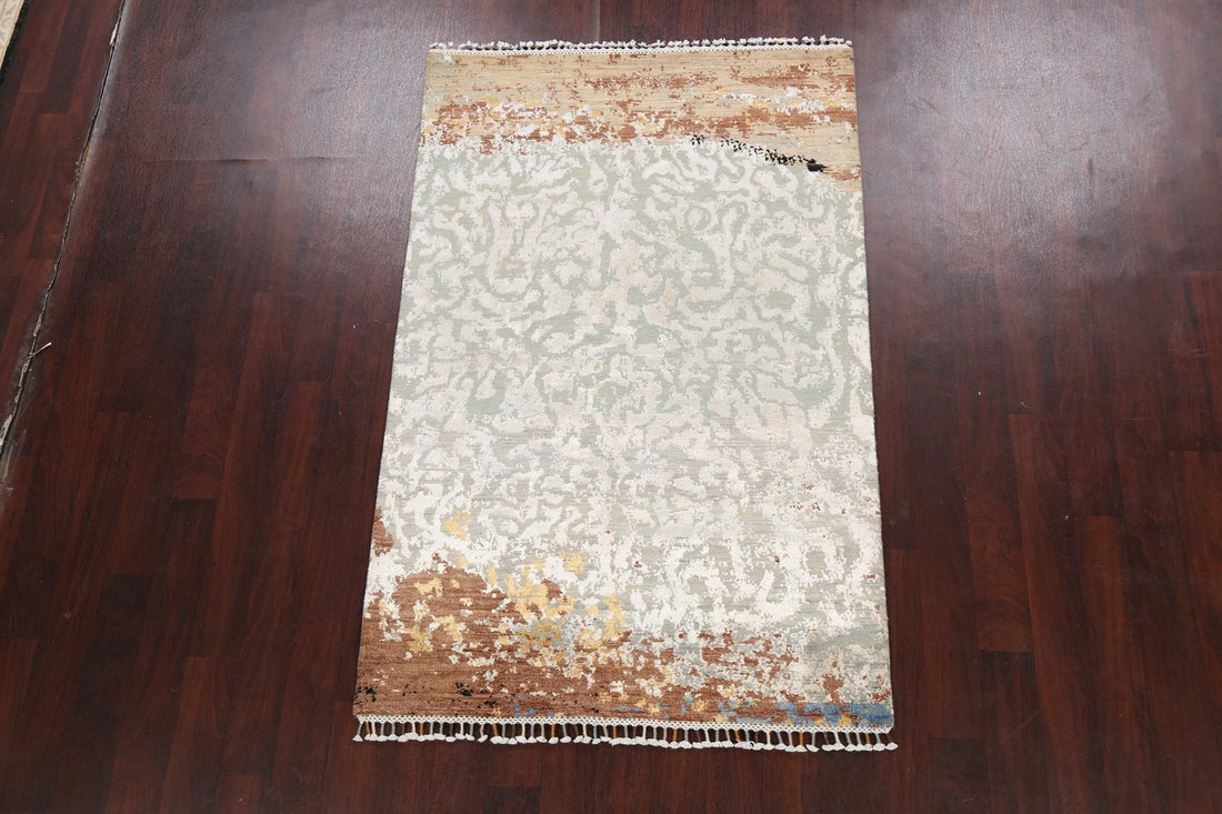 Vegetable Dye Contemporary Abstract Oriental Area Rug 4x6