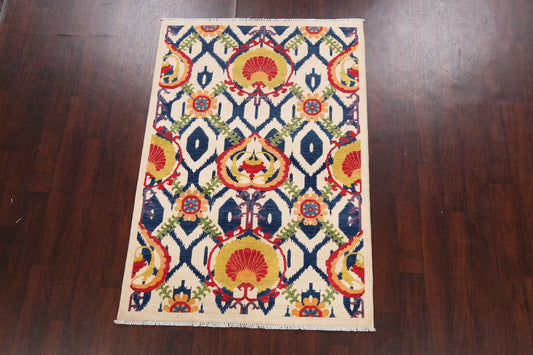 Vegetable Dye All-Over Floral Kazak Oriental Area Rug 4x6