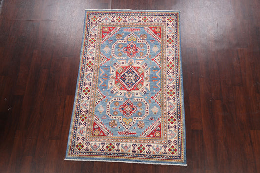 Vegetable Dye Geometric Kazak Oriental Area Rug 4x6