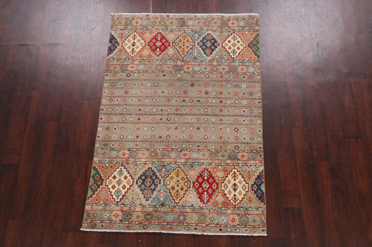 Geometric Kazak Oriental Area Rug 4x6