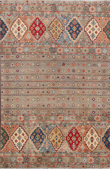 Geometric Kazak Oriental Area Rug 4x6