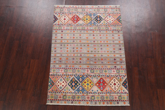 Geometric Kazak Oriental Area Rug 4x6