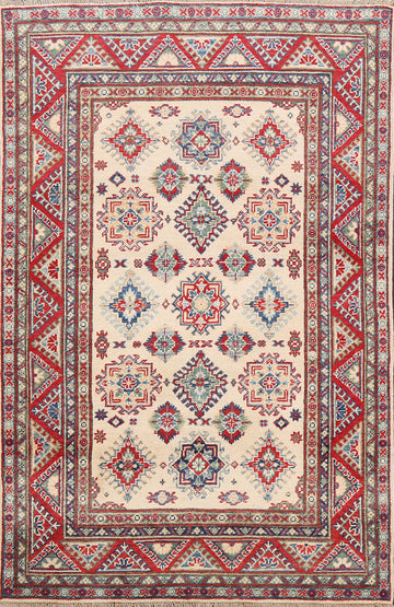 Geometric Kazak Oriental Area Rug 4x6